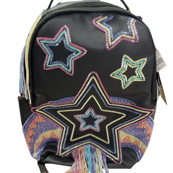 Sprayground African Intelligence AI Sandflower Backpack Stars Beads Black - Picture 3 of 11